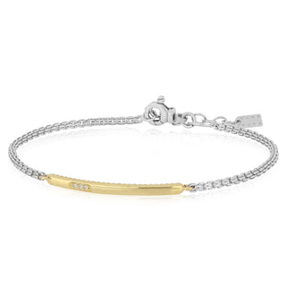 Bracciale uomo con targhetta in oro e diamanti - Theodor