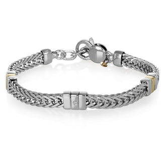 Bracciale catena argento con diamante e oro 9kt - Herman