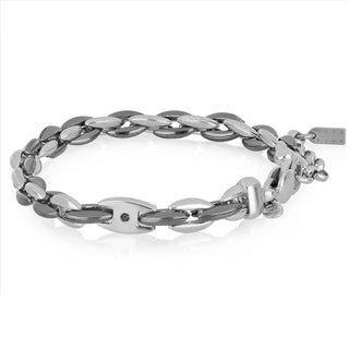 Bracciale catena uomo in argento con brillante nero - Lyam