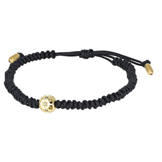 Bracciale con charm geometrico contemporaneo in oro e diamanti neri - Prism