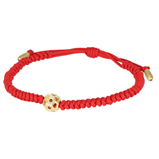Bracciale con charm geometrico contemporaneo in oro e rubini - Prism