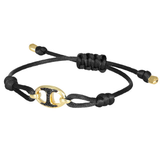 Bracciale maglia marina in oro e diamanti neri - Delta