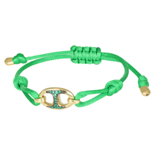 Bracciale maglia marina in oro e smeraldi - Delta
