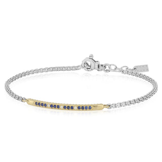Bracciale uomo con targhetta in oro e zaffiri - Dominic