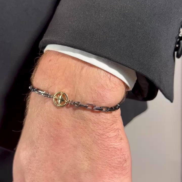 Bracciale uomo rosa dei venti argento e oro - Harp