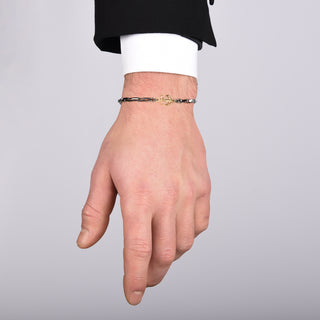 Bracciale uomo con ancora in argento 925 e oro 9 kt - Declan