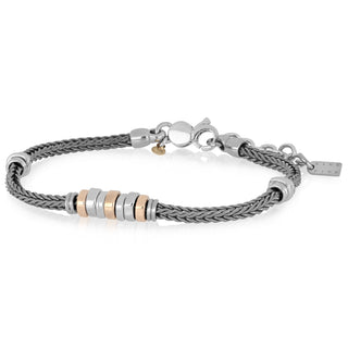 Bracciale elegante uomo in argento e oro rosa - Brennon