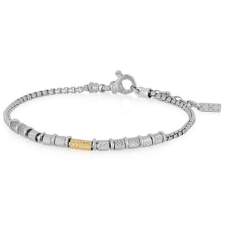 Bracciale uomo elegante con argento 925 e oro 9 kt a rondelle - Lennox
