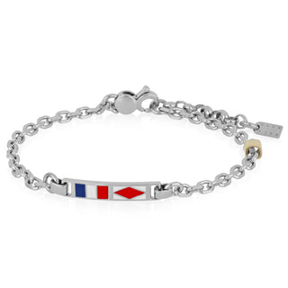 Bracciale uomo in argento e oro con targhetta smaltata - Hector