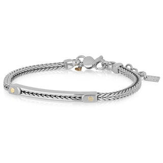 Bracciale uomo oro giallo e argento con targhetta - Walter
