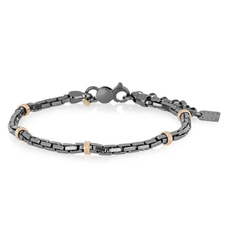 Bracciale uomo oro rosa e argento 925 brunito - Rafael
